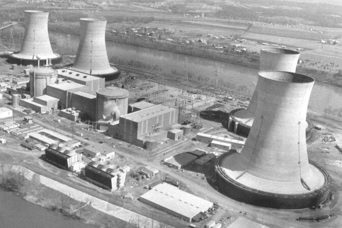 Das Atomkraftwerk Three Mile Island in Harrisburg 1979: Der Reaktor ist der Schauplatz des bisher größten Atomunfalls auf US-Boden.